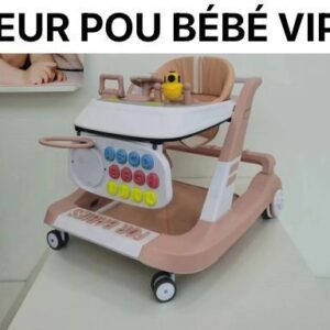 Trotteur bébé, Notre trotteur évolutif stimule la motricité et la curiosité de bébé, Assis confortablement dans son siège rembourré, bébé fait ses premiers pas en toute sécurité grâce à notre trotteur stable et réglable