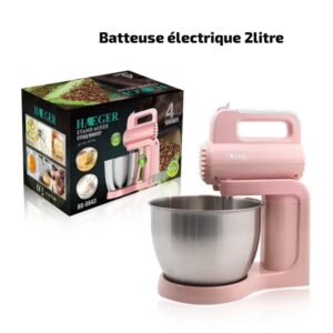 Batteur électrique 2 litres, Battez vos préparations en un clin d’œil avec notre batteur électrique rose pastel