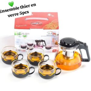 Ensemble théière en verre 5 pièces, Un ensemble théière complet pour les amateurs de thé