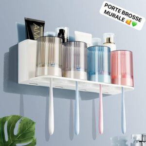 Porte-brosse à dents mural, Gagnez de l’espace et maintenez vos brosses à dents propres, Fixation murale facile, idéal pour les petites salles de bain