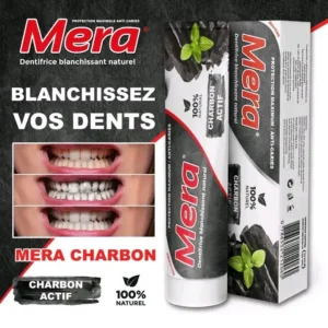 Dentifrice blanchissant au charbon actif 100% naturel, Dentifrice Mera au charbon actif