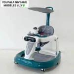 Trotteur bébé, Youpala Niveau Modèle Luxe, Assis confortablement dans son siège rembourré, votre bébé fera ses premiers pas en toute confiance grâce à notre trotteur stable et réglable. La canopy le protège des rayons du soleil – Image 3