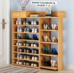 Range-chaussures en bois, Optimisez l'espace dans votre entrée grâce à ce range-chaussures compact et design – Image 3