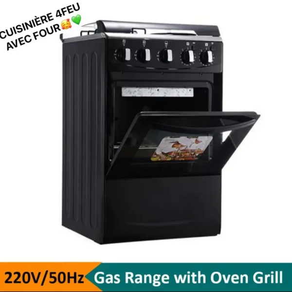 cuisinière à gaz avec four 4 feux, Four traditionnel, design élégant, facilité d'entretien – Image 3