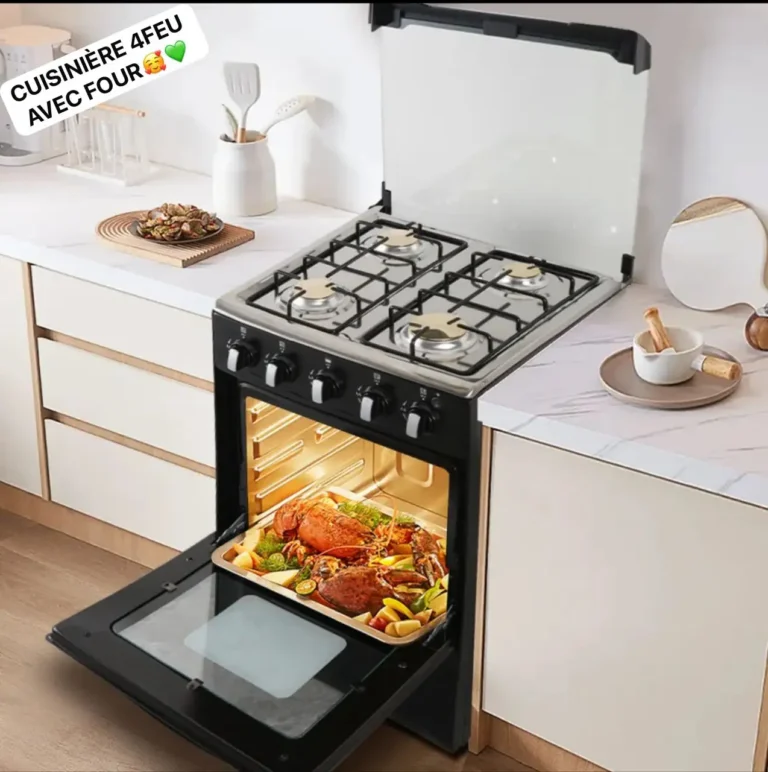 cuisinière à gaz avec four 4 feux, Four traditionnel, design élégant, facilité d'entretien – Image 2