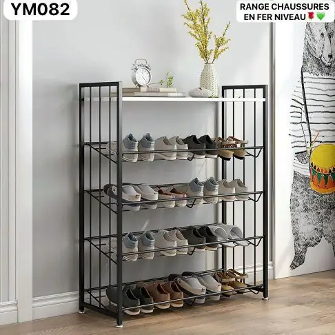 IMG-20240811-WA0104 Etagère de Rangement de chaussures 5 niveaux en métal noir, Design moderne et épuré, Idéale pour organiser et ranger vos chaussures – Image 1