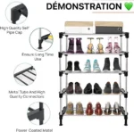 Range-chaussures métallique à 5 niveaux, Solution de rangement pratique et esthétique pour toutes vos chaussures – Image 2