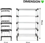 Range-chaussures métallique à 5 niveaux, Solution de rangement pratique et esthétique pour toutes vos chaussures – Image 3