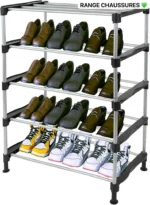 Range-chaussures métallique à 5 niveaux, Solution de rangement pratique et esthétique pour toutes vos chaussures