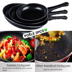 Ensemble de 3 poêles, Adaptez votre cuisine à toutes vos envies, Notre ensemble de 3 poêles de tailles différentes vous permet de cuisiner de délicieuses recettes pour toute la famille