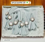 Ensemble de nappes et serviettes 9 pièces, Sublimez votre table avec notre ensemble nappe et serviettes de luxe – Image 3