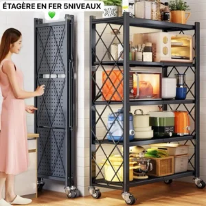 Etagère en fer à 5 niveaux, Idéale pour toutes les pièces, Maximisez votre espace de rangement