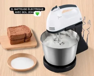 Batteur électrique 2 Litres avec bol, Votre allié en cuisine, Puissant et efficace, notre batteur électrique vous garantit des résultats parfaits à chaque utilisation