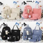 Ensemble de 5 pièces ultra-tendance : sac à dos, tote bag, trousse et pochettes assorties, Parfait pour organiser tes affaires avec style – Image 2