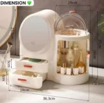 Rangement avec miroir LED et niveaux, Boîte de rangement maquillage avec miroir LED, Organisez votre beauté en toute simplicité – Image 4