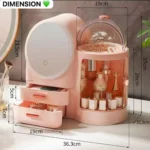 Rangement avec miroir LED et niveaux, Boîte de rangement maquillage avec miroir LED, Organisez votre beauté en toute simplicité – Image 2