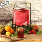 Fontaine à boisson en verre de 5L est parfaite pour vos apéritifs, barbecues et autres événements, Servez vos boissons préférées avec cette fontaine à la fois esthétique et fonctionnelle – Image 4