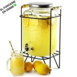 Fontaine à boisson en verre de 5L est parfaite pour vos apéritifs, barbecues et autres événements, Servez vos boissons préférées avec cette fontaine à la fois esthétique et fonctionnelle – Image 2