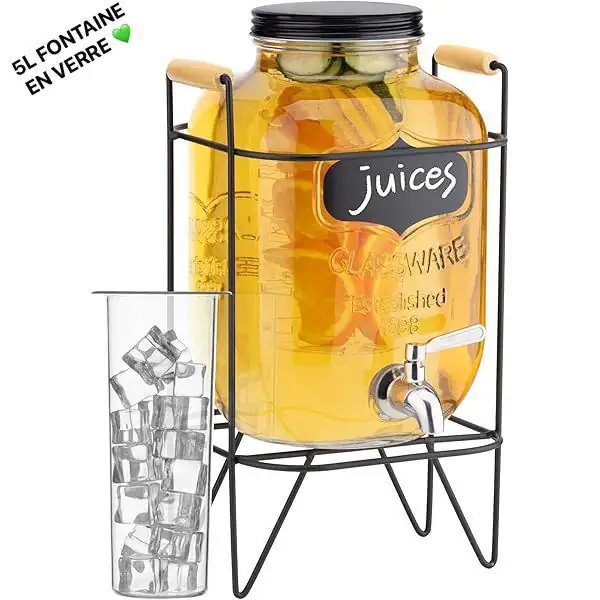 IMG-20240908-WA0081 Fontaine à boisson en verre de 5L est parfaite pour vos apéritifs, barbecues et autres événements, Servez vos boissons préférées avec cette fontaine à la fois esthétique et fonctionnelle – Image 1