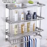 Etagère murale en inox, Robuste et élégante, elle offre un espace de rangement supplémentaire pour tous vos produits de beauté – Image 2