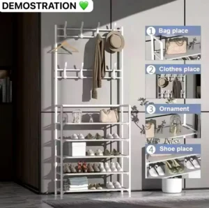 Porte-manteau avec range-chaussures est la solution idéale pour gagner de la place et garder vos affaires à portée de main, Organisez votre entrée avec style
