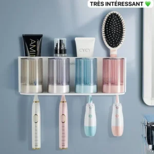 Porte-brosse à dents mural, Gagnez de l'espace et maintenez vos brosses à dents propres, Fixation murale facile, idéal pour les petites salles de bain