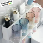 Porte-brosse à dents mural, Gagnez de l'espace et maintenez vos brosses à dents propres, Fixation murale facile, idéal pour les petites salles de bain – Image 3