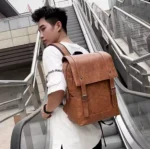 Sac à dos en simili cuir, Style vintage, praticité moderne, Parfait pour le quotidien et les voyages, Grand format, nombreux compartiments, Un compagnon idéal pour le travail ou les loisirs – Image 5