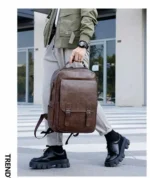 Sac à dos en simili cuir, Style vintage, praticité moderne, Parfait pour le quotidien et les voyages, Grand format, nombreux compartiments, Un compagnon idéal pour le travail ou les loisirs – Image 7