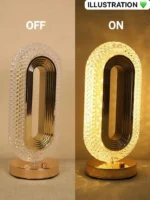 Lampe de table en cristal LED, Élégance et luminosité pour votre intérieur, Design moderne, lumière tamisée, Lampe décorative, Crée une ambiance chaleureuse et raffinée, Parfaite pour la chambre ou le salon – Image 2