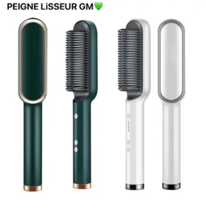 Peigne lisseur GM allie douceur et efficacité pour des cheveux lisses et brillants en un seul passage, Lissez, démêlez, sublimez, Le peigne lisseur GM, c'est la solution rapide et sans effort pour une chevelure de rêve