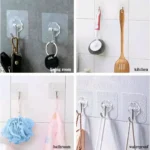 Crochets adhésifs transparents, Pack de 12, Installation facile sans perçage, Parfaits pour la salle de bain, la cuisine, le bureau, Résistants à l'eau et à l'humidité – Image 3