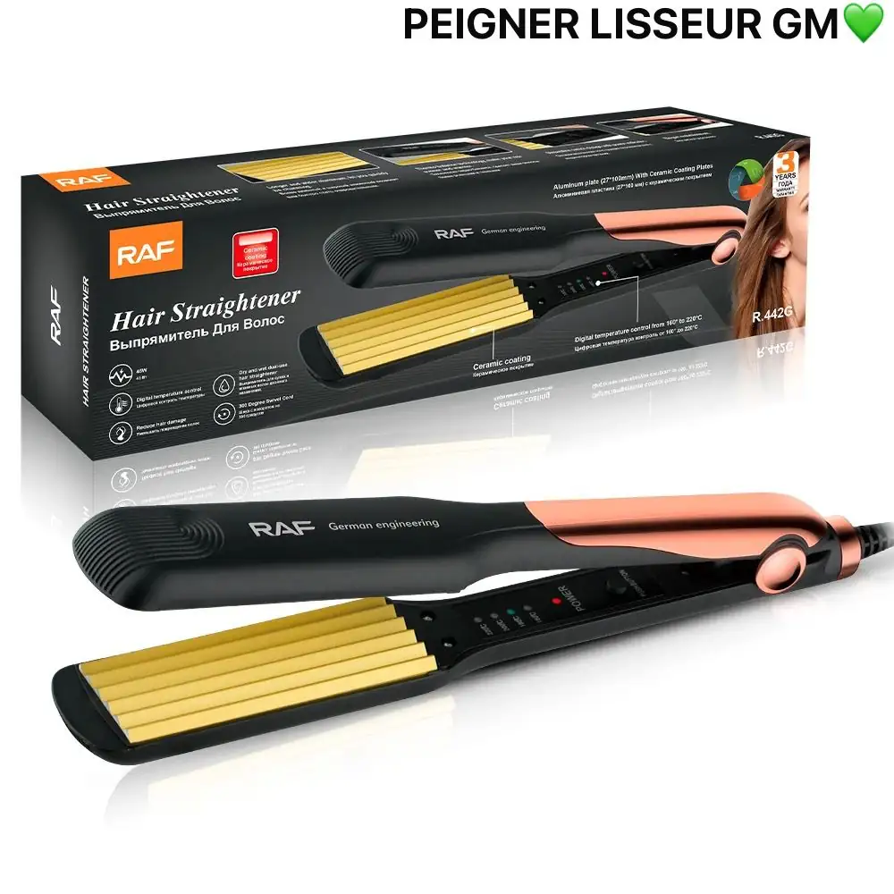 IMG-20241112-WA0173 Lisseur RAF, Lissez vos cheveux en toute simplicité avec la technologie céramique, l'allié parfait pour une chevelure lisse et brillante, tout ce dont vous avez besoin pour un résultat professionnel à domicile – Image 1