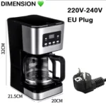 Cafetière programmable 12 tasses, Réveillez-vous avec l'arôme du café frais, Facile à utiliser, elle vous permet de programmer votre café à l'avance et de profiter d'un délicieux café chaque matin – Image 5