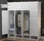 Armoire de rangement 4 battants, Organisez votre intérieur avec style, Parfaite pour ranger vos vêtements, chaussures et accessoires. Design élégant, étagères réglables, facile à assembler – Image 4