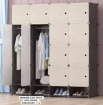 Armoire de rangement 4 battants, Organisez votre intérieur avec style, Parfaite pour ranger vos vêtements, chaussures et accessoires. Design élégant, étagères réglables, facile à assembler – Image 3
