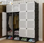 Armoire de rangement 4 battants, Organisez votre intérieur avec style, Parfaite pour ranger vos vêtements, chaussures et accessoires. Design élégant, étagères réglables, facile à assembler
