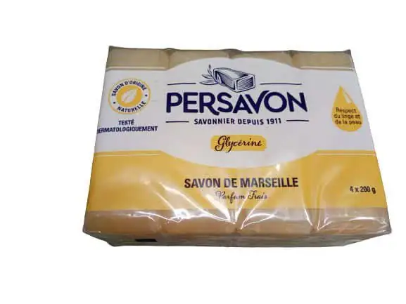Persavon 4 pains de 200g, Le savon de Marseille traditionnel, enrichi à la glycérine pour une peau douce et hydratée