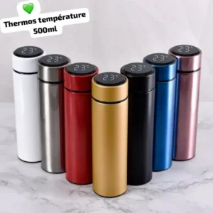 Thermos intelligent avec affichage de la température, Bouteille isotherme en acier inoxydable - 500 ml, Maintien au chaud, froid longue durée, Idéale pour les boissons, le café, le thé et les déplacements