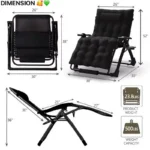 Soliles Oversized XXL 30" Zero Gravity Chair - Chaise longue inclinable et réglable avec coussin et porte-gobelet - Supporte jusqu'à 500 lbs - Idéale pour le jardin, la terrasse, la plage et le camping – Image 2