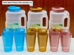 5PCS BOUTEILLE INCASSABLE, Ensemble de 5 pièces avec bouteille et verres en plastique réutilisable, Idéal pour l'eau, les jus de fruits, le lait et autres boissons, Parfait pour la maison, les pique-niques, les voyages et les activités de plein air – Image 2