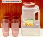 5PCS BOUTEILLE INCASSABLE, Ensemble de 5 pièces avec bouteille et verres en plastique réutilisable, Idéal pour l'eau, les jus de fruits, le lait et autres boissons, Parfait pour la maison, les pique-niques, les voyages et les activités de plein air – Image 3