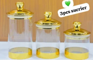 3PCS SUCRIER MELAMINE - Ensemble de 3 sucriers en mélamine avec couvercles et cuillères - Design élégant et couleurs variées - Idéal pour le sucre, les épices, les condiments ou autres ingrédients