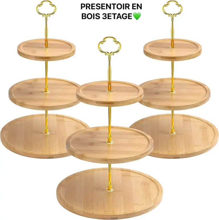 Présentoir en bois à 3 étages - Support à gâteaux, pâtisseries, fruits ou autres gourmandises - Idéal pour les fêtes, les événements et la décoration intérieure – Image 6