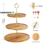 Présentoir en bois à 3 étages - Support à gâteaux, pâtisseries, fruits ou autres gourmandises - Idéal pour les fêtes, les événements et la décoration intérieure – Image 2