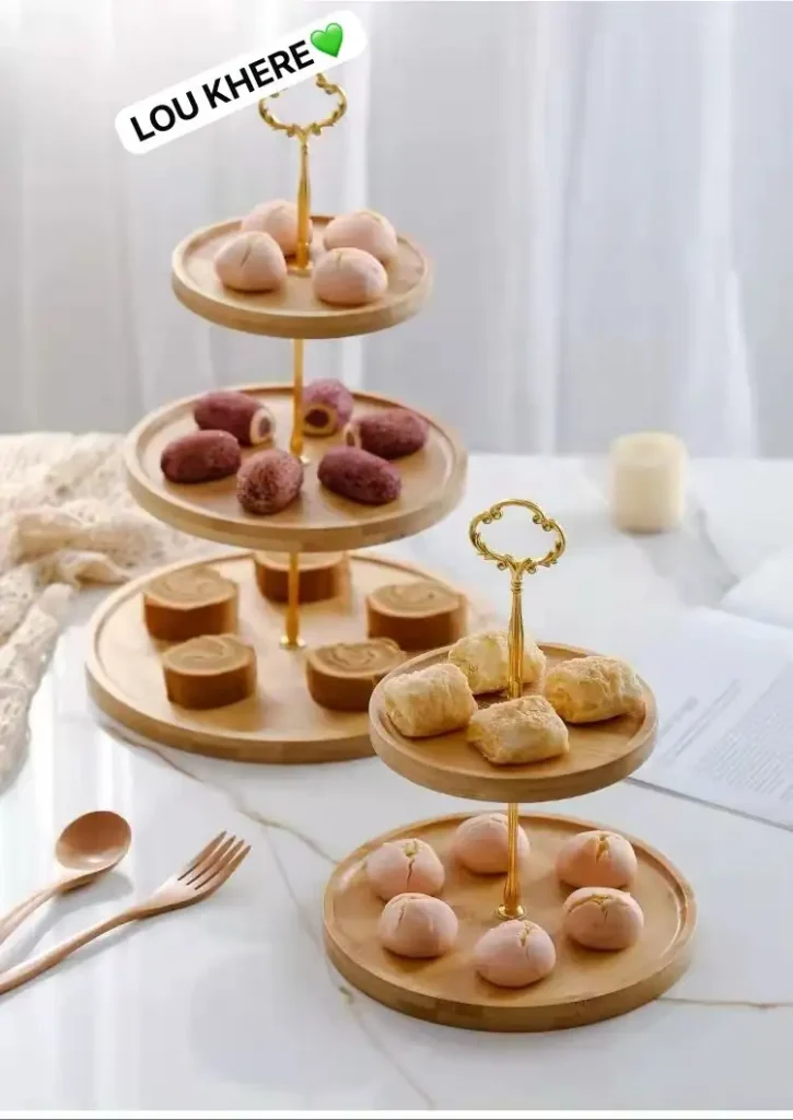 Présentoir en bois à 3 étages - Support à gâteaux, pâtisseries, fruits ou autres gourmandises - Idéal pour les fêtes, les événements et la décoration intérieure