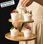 Présentoir en bois à 3 étages - Support à gâteaux, pâtisseries, fruits ou autres gourmandises - Idéal pour les fêtes, les événements et la décoration intérieure – Image 4