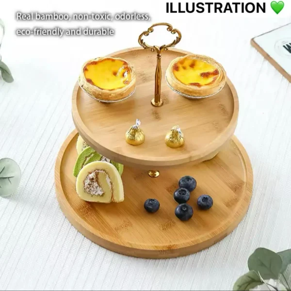 Présentoir en bois à 3 étages - Support à gâteaux, pâtisseries, fruits ou autres gourmandises - Idéal pour les fêtes, les événements et la décoration intérieure – Image 3