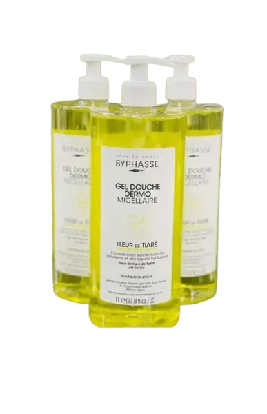 Gel Douche Dermo-Micellaire Fleur de Tiaré - Byphasse, Laissez-vous envoûter par le parfum paradisiaque de la Fleur de Tiaré avec le Gel Douche Dermo-Micellaire Byphasse