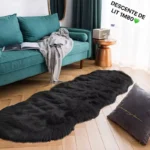 Descente de Lit Longue en Fausse Fourrure Douce - 1m80 - Confort et Chaleur pour Chambre à Coucher - Noir Intense – Image 7